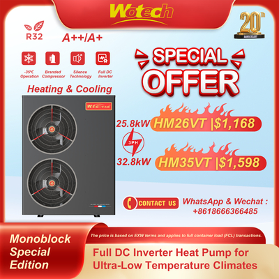 R32 Monoblock Special Edition Heat Pump for ultra Low Temperature Heating in Winter